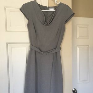 Gray cap sleeve dress with belt